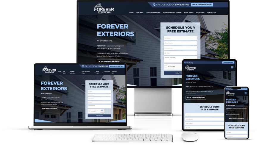 Lume Leads for Contractors | Forever Exteriors Website on Desktop, Laptop, Tablet, and Phone