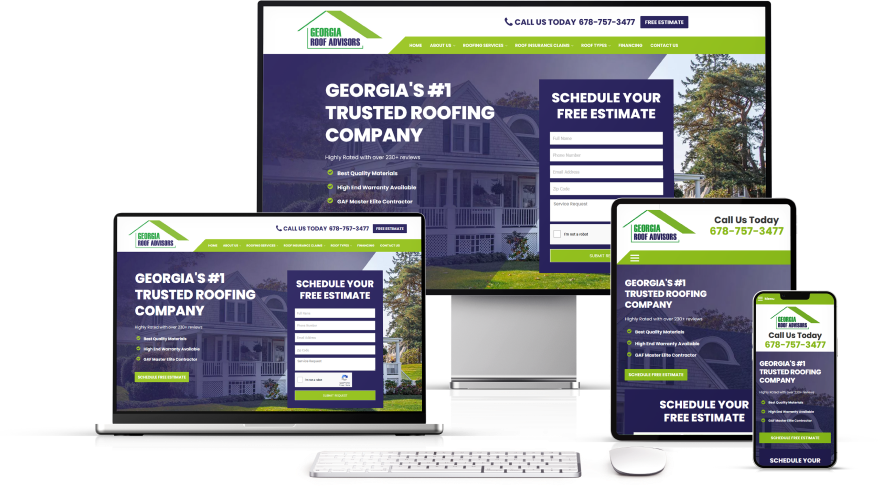 Lume Leads for Contractors | Georgia Roof Advisors Website on Desktop, Laptop, Tablet, and Phone