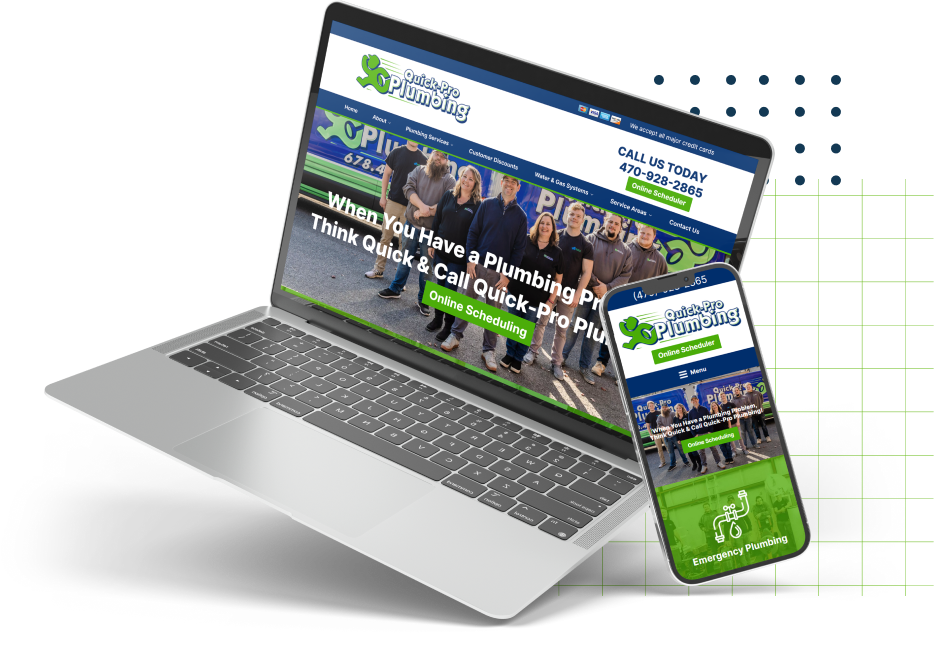 Lume Leads for Contractors | Quick Pro Plumbing Website on Laptop and Phone