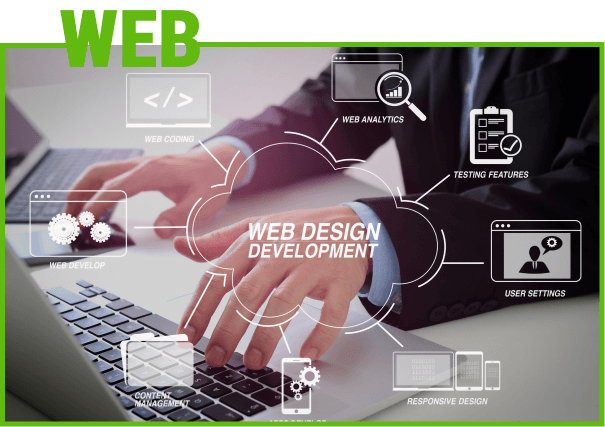 Lume Leads for Contractors | Man with two laptops and webdesign steps